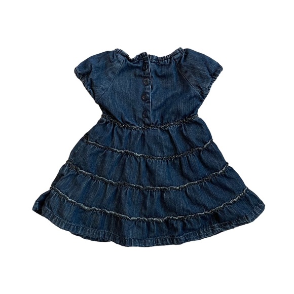 Paper denim & cloth denim tiered ruffle dress with puff sleeves, Sz 24M - Picture 8 of 11